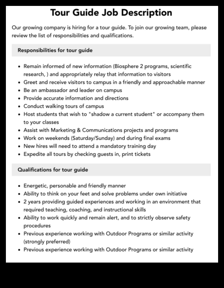 how to list travel requirements on job description